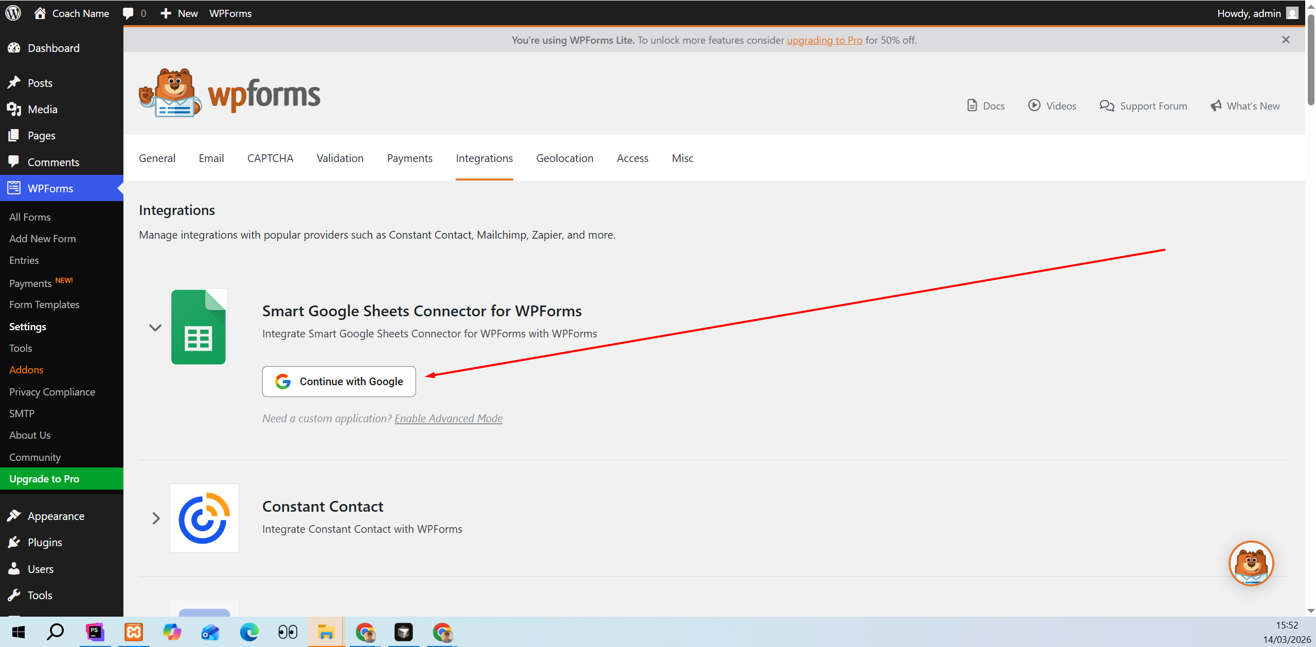 Continue with Google button